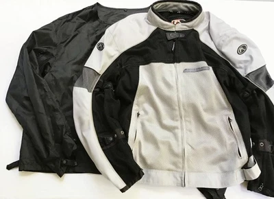 Jaqueta de motociclista Fieldsheer masculina 3XL preta cinza malha blindada acolchoada chuva - Imagem 1 de 4