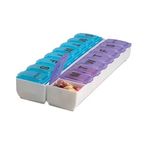 Weekly (14-Day) Pill Organizer, Vitamin and Medicine Box, Large Snap Compartm... - Picture 1 of 5