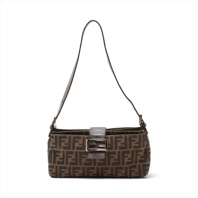 Fendi ZUCCa 帆布 x 皮革单肩包 褐色 — 第 1/4 张图片