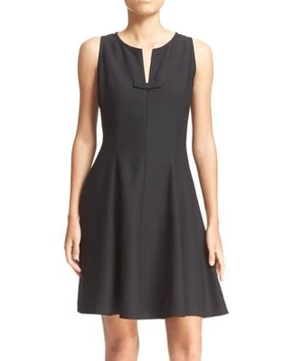 NWT! KATE SPADE New York 8 Black Crepe Bow Fit & Flare Cocktail Work Dress $298 - Image 1 of 4