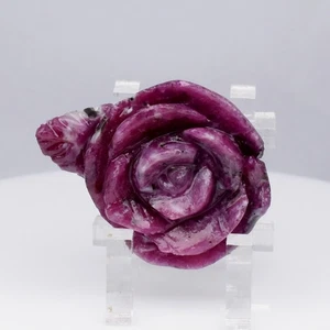 💎 45.42ct Pretty Rose Carving Natural Purplish Red Ruby - Unheated Tanzania Gem - Picture 1 of 7