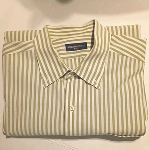 Roberto Stovelli Mens XXL Olive & White Striped Long Sleeve Button Down Shirt - Picture 1 of 10