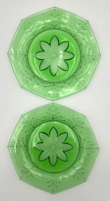 Very Rare Set of 2 Uranium Plates Swedish Pukeberg Jules Venon Reijmyre - Image 1 of 4