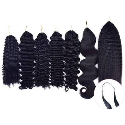 100% Human Hair Burmese Kinky Curly Crochet Hair Invisible Pre-Separated Braids - Image 1 of 4