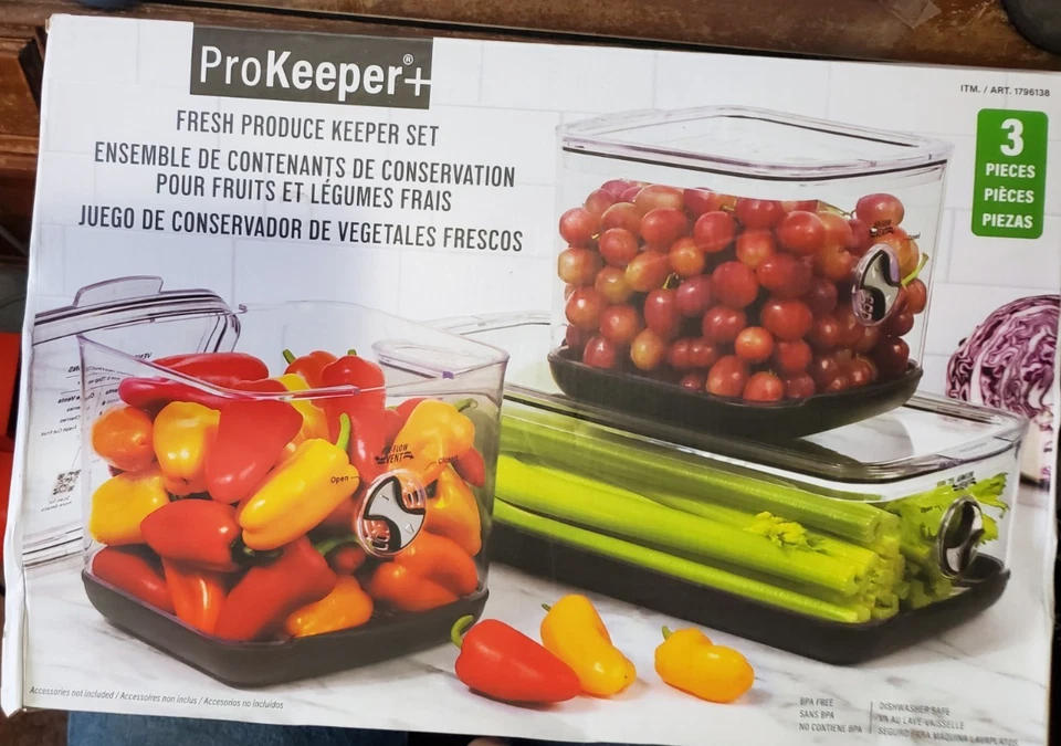 ProKeeper+ 1796138 Juego de guardián de productos frescos, 3 piezas (2) 3,5 qt y (1) 5,3 qt Foto 1 de 2