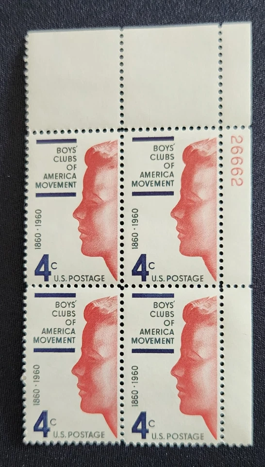 US Scott 1163 - Boy's Club Of America - MNH - 1960 Issue - Plate Block of 4 - Image 1 of 1