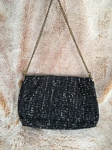 Loft schwarze Tweed Clutch Handtasche Abendtasche Neu mit Etikett - Bild 1 von 9