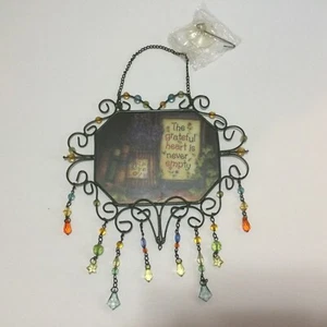 Glass Suncatcher Grateful Heart Saying Bead Dangles - Picture 1 of 4