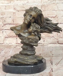 Mothers Love Mom and Child 100% Bronze Bust Table Sculpture Hot Cast Artwork - Picture 1 of 10