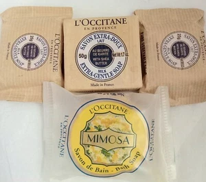 L'Occitane Shea Butter Milk Extra-Gentle Soap & MIMOSA 1.7oz 25g Mix Lot of 4 - Picture 1 of 3