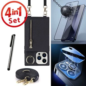 Funda de móvil con cadena de móvil con cinta cristal protector de cámara lámina de vidrio funda cordón - Imagen 1 de 14