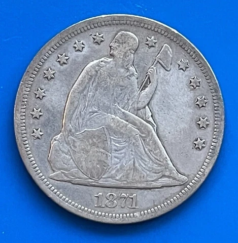 1871 Seated Liberty Silver Dollar $1 - VF+ Details - Rare Early Coin! Cover