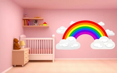 KAPOW BOOM GRAPHICS PEGATINA DE PARED ARCO IRIS y nubes calcomanía infantil dormitorio guardería coche arte vinilo