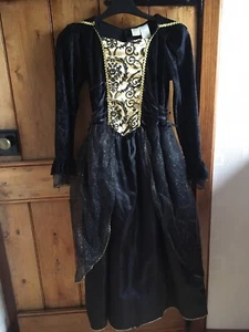 Witch Halloween Theme Party costume Black Gold Velvet 7/9yrs Eu128cm -vgc - Picture 1 of 12