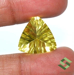 17x17 mm Natural Lemon Quartz Trillion Concave Cut 13.64 CTS Loose Gemstone - Picture 1 of 8