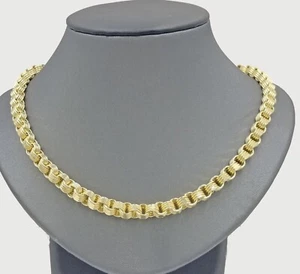 Real 10k Yellow Gold Box Byzantine Necklace 6.5mm 24" inch For Men 10kt Chain - Picture 1 of 9