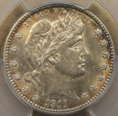 1911-S Barber Quarter 25c PCGS Certified AU58 - Image 1 of 4