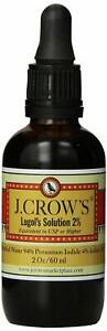 J.CROW'S Lugol's Solution Iodine 2 Percent Thyroid Support and Energy 2 fl oz