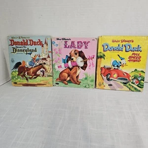 Vintage Lot Of 3 WALT DISNEY'S Tell-A-Tale Books, 2 DONALD DUCK & LADY - Picture 1 of 22