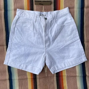 VTG GUESS Jeans white high waist cuffed denim shorts 31 80's 1990's NOS rare USA - Picture 1 of 8