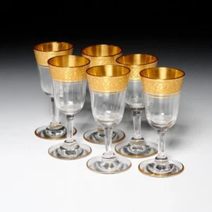 Menge (6) Poss Morgantown gold verkrustete Kristall herzliche Brille, 3,5 Zoll h 1,5 Zoll Durchmesser - Bild 1 von 6