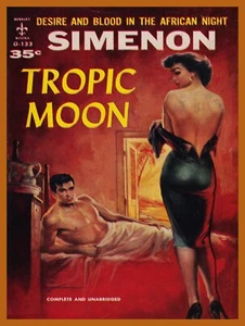 9899.Decor Poster.Room home wall.Retro book cover Simenon Tropic Moon.Thriller - Picture 1 of 1