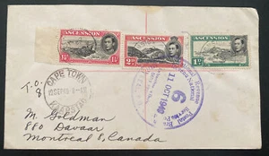1949 Ascension Cover To Montreal Canada Via Cape Town - Picture 1 of 2