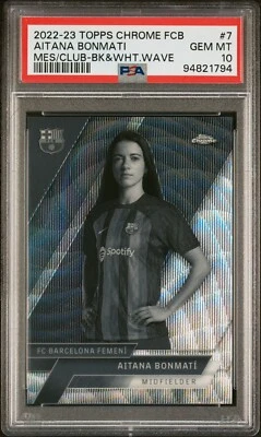 TOPPS CHROME FC 2022-23 AITANA BONMATI BLACK & WHITE WAVE  1:1600 PSA 10 GEM!!! - Image 1 of 3