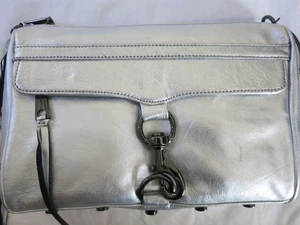 Rebecca Minkoff MAC CLUTCH Silver Gunmetal FULL SIZE Purse Handbag Crossbody NEW - Picture 1 of 12
