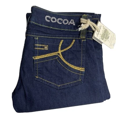 Jeans bootcut feminino designer cacau tamanho 8 azul escuro B.N.W.T RRP $120 - Imagem 1 de 4