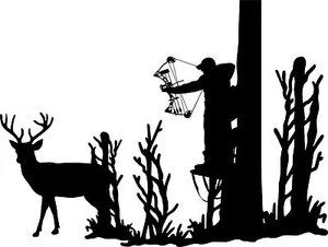 Hunting Deer Tree Stand Bow Gun Whitetail Car Truck Window Vinyl Decal Sticker - Picture 1 of 2