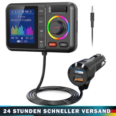 Bluetooth 5.0 Auto KFZ Radio Adapter Ladegerät FM Transmitter Freisprechanlage - Bild 1 von 4