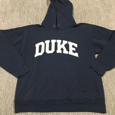 VINTAGE Duke Blue Devils Sweatshirt Womens Medium Blue NCAA Hoodie Logo Hooded Cover