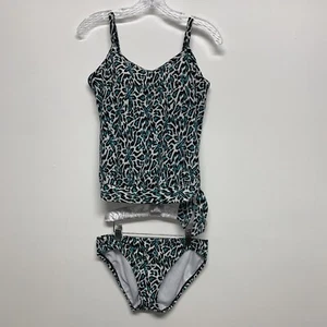 Jacelyn Smith | Size 6 | Green/Black/White Animal Print Tankini Swimsuit - Picture 1 of 8