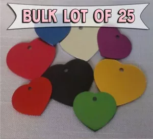 HEART ID TAGS BULK LOT OF 25 - ENGRAVED Pet/Dog/Cat ID Tag Choose colors RESCUE - Picture 1 of 2