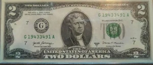 Perfect Radar USA Federal Reserve 2017 $2.00 Note *1943 - 3491* Uncirculated - Picture 1 of 2
