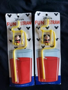 Lot of 2 Vintage Disney Fun Straws Mickey Mouse Swing Straws Sealed 1980s Rare - Picture 1 of 4
