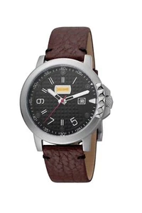 Just Cavalli Men's ROCK Rock Watch JC1G016L0025 Mattone Leather Black Dial Date - Picture 1 of 1