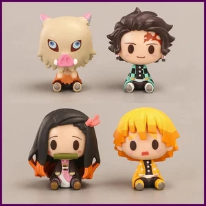 Juego de 4 mini estatuillas de anime Demon Slayer Nezuko Tanjirou Zenitsu Inosuke Kawaii - Imagen 1 de 24