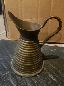 VTG Brass & Copper Ribbed Pitcher Jug Vase Planter Mid Century Made In England - Picture 1 of 12