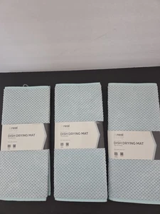 SET BESTEHEND AUS 3 NEU OHNE ETIKETT REAL LIVING MIKROFASER GESCHIRRTROCKENMATTE 15 Zoll Breite x 20 Zoll L HELLBLAU - Bild 1 von 6
