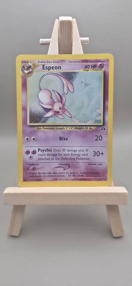 Pokémon Espeon Neo Discovery TCG 1/75 Holo Unlimited Rare Card NM Condition - Image 1 of 4
