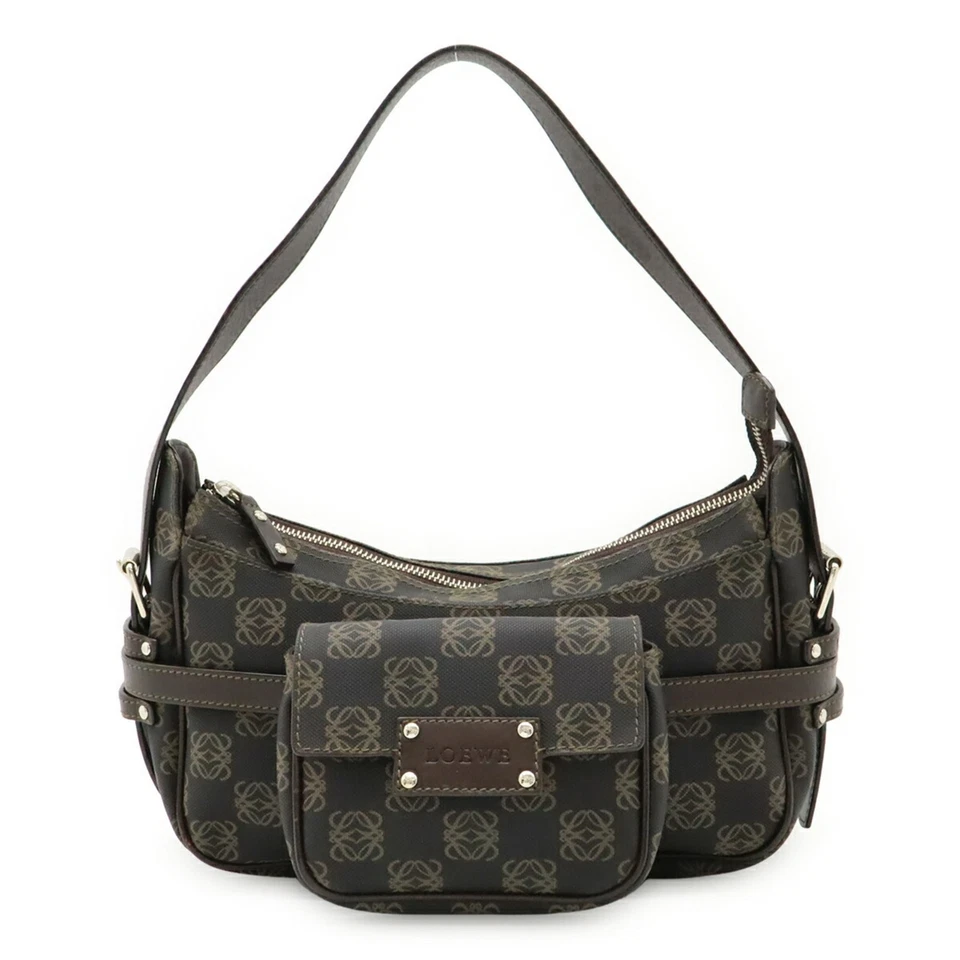LOEWE Anagram Shoulder Bag in PVC and Leather, Black, Brown GZl1cili - Image 1 of 1