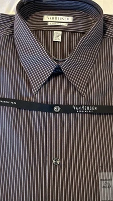 Van Heusen Dress Shirt Mens Wrinkle Free Long Sleeve Expresso 17 1/2  36/37 NWT - Image 1 of 4