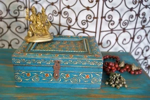 Schachtel Holzkiste Indianer bemalt kkg66blue - Bild 1 von 11