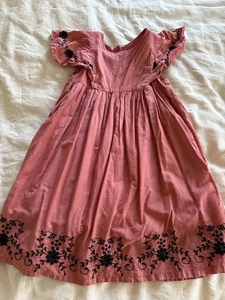 Girls Pink Embroidered Dress Mexican Style, Size 6-7 | Cotton - Picture 1 of 8
