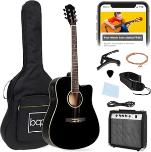 Anfänger Akustik E-Gitarre Starter Set mit 41 Zoll, Vollholz Cutaway Design, - Bild 1 von 8