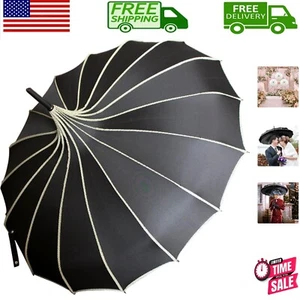 Lightweight Round Black Umbrella Parasol - Durable Wedding and Rain Protection - Picture 1 of 11