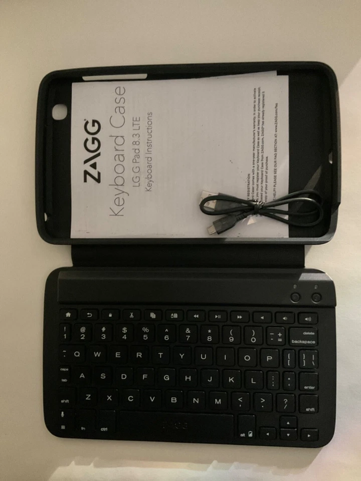 New ZAGG Ultra-thin Keys Folio Case Keyboard for LG GPAD 8.3 - Black Free ship - Image 1 of 3