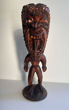 Hawaiian Tiki God Sculpture Wood Carving Mid Century Statue Older 18 Inches 1950